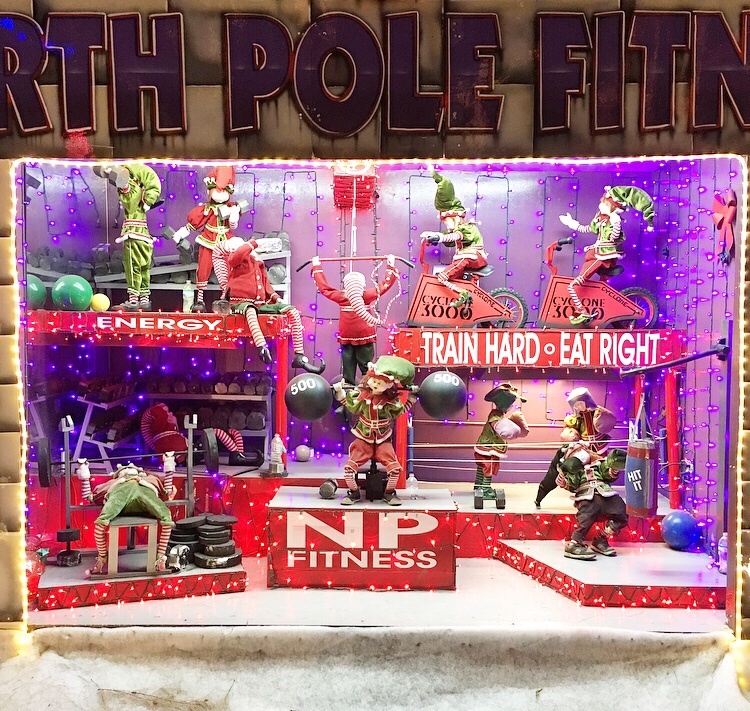 Animated Christmas Display North Pole Fitness