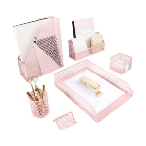 Blu Monaco Office Supplies Pink Desk Accessories